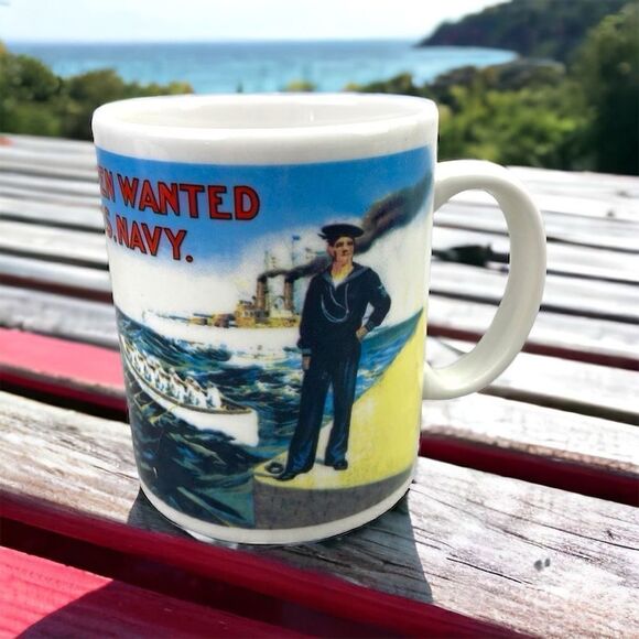 Vintage "Young Men Wanted For U.S. Navy " Coffee Mug - Picture 1 of 6